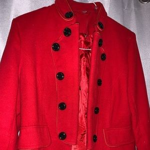 Red pea coat
